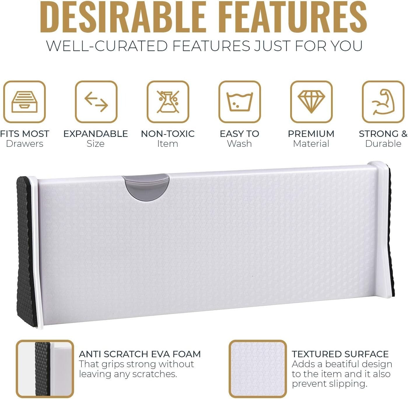 6 Pack Adjustable Drawer Organizers - Stylish Storage Solution for Every Room