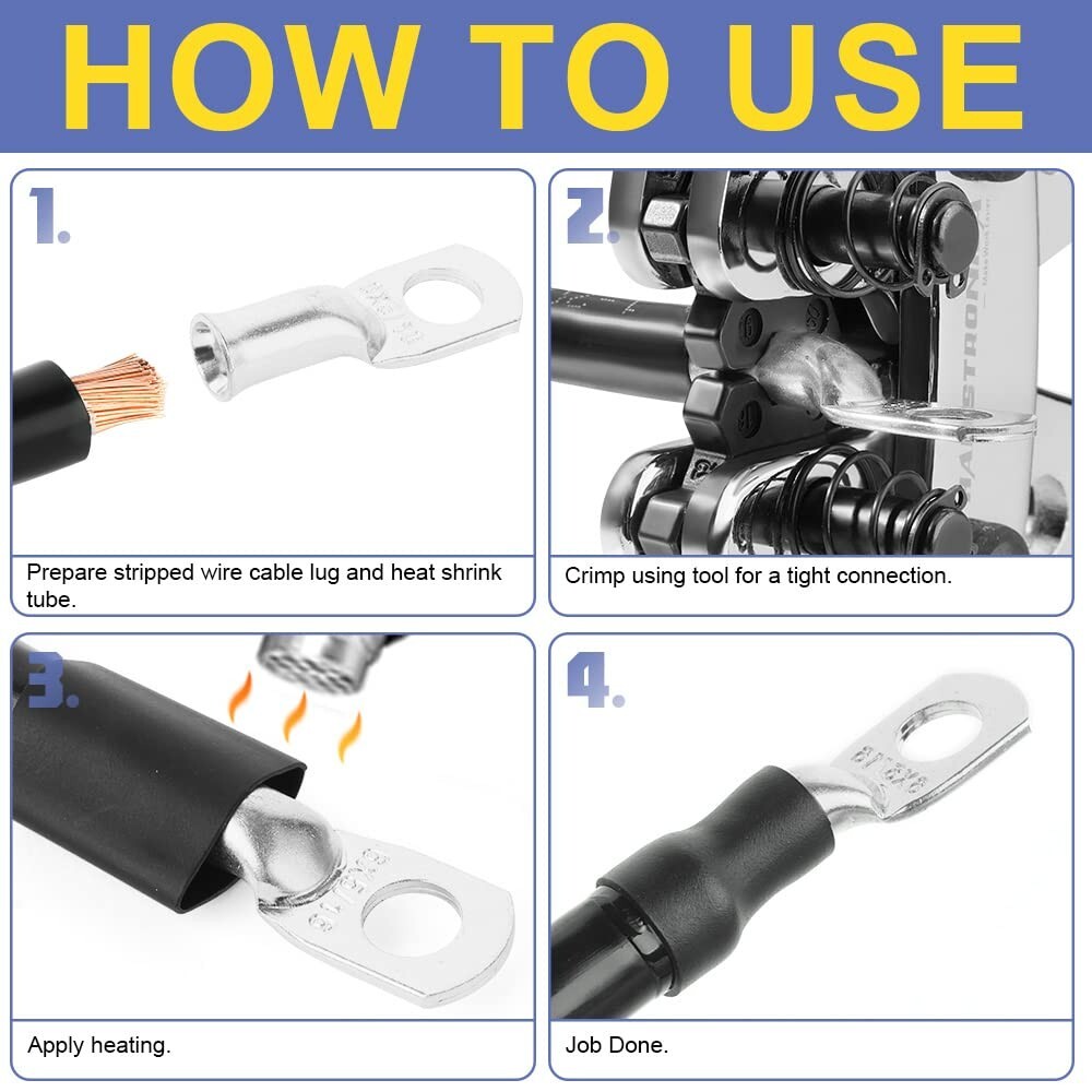 Complete 220PCS Tinned Copper Terminal Kit with Heavy-Duty Connectors & Tubing