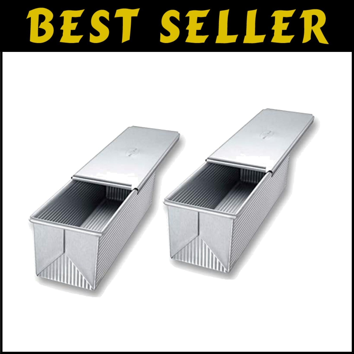 Commercial-Grade Pullman Loaf Pan Set of 2 - 9 x 4 x 4 | Non-Stick Steel