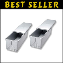 Load image into Gallery viewer, Commercial-Grade Pullman Loaf Pan Set of 2 - 9 x 4 x 4 | Non-Stick Steel