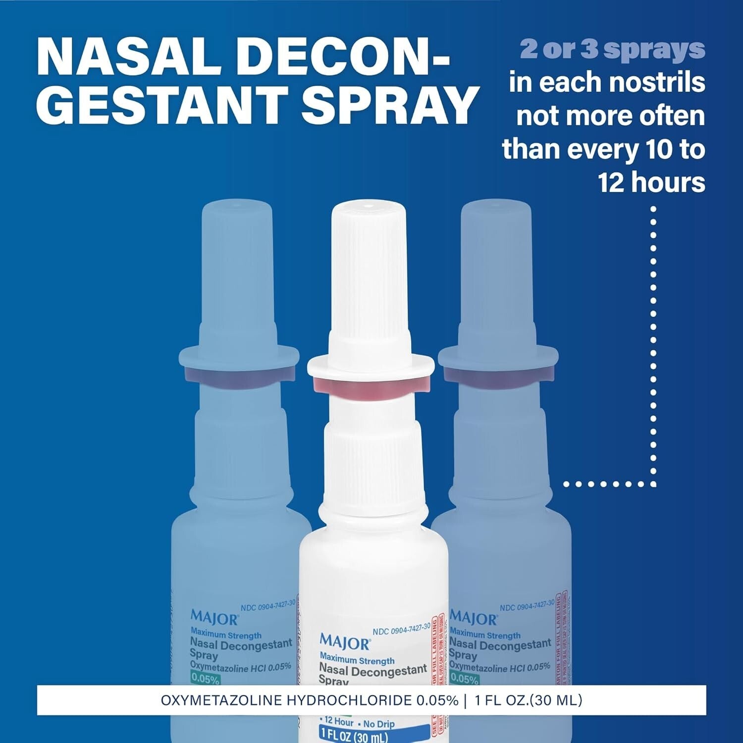 12-Hour Nasal Decongestant Spray - Oxymetazoline Hydrochloride 0.05% - Family...