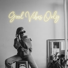 Load image into Gallery viewer, Easy Install 'Good Vibes Only' Neon Sign - 3-Piece LED Light for Unique Ambiance