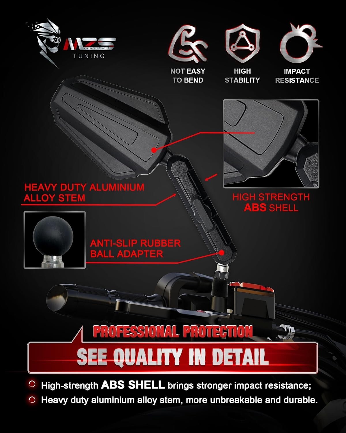 Durable Foldable Aluminum Motorcycle Mirrors for Enhanced Street & Dirt Riding