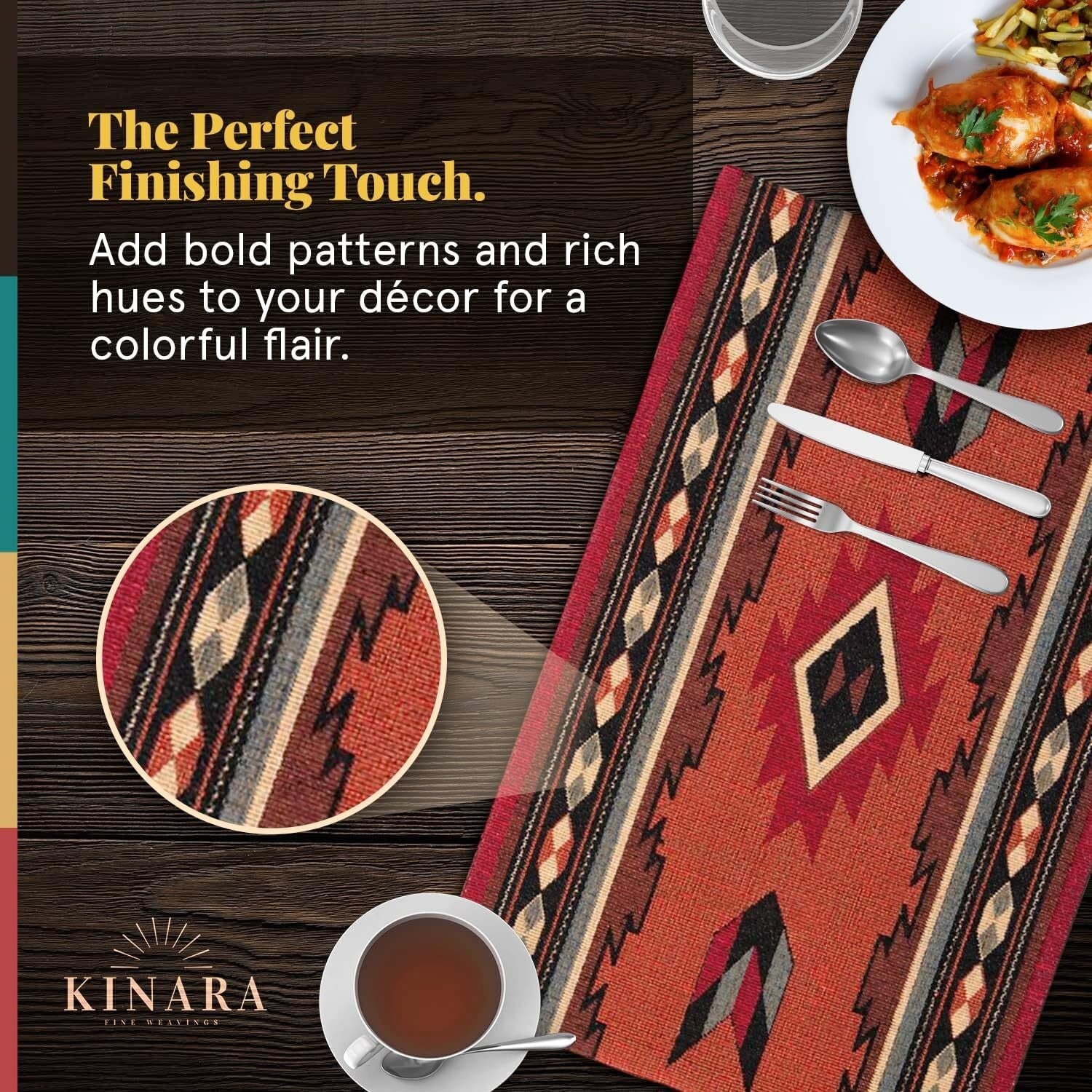 Cibola Placemat Set – 4 Rectangular Placemats with Unique Southwestern Patterns