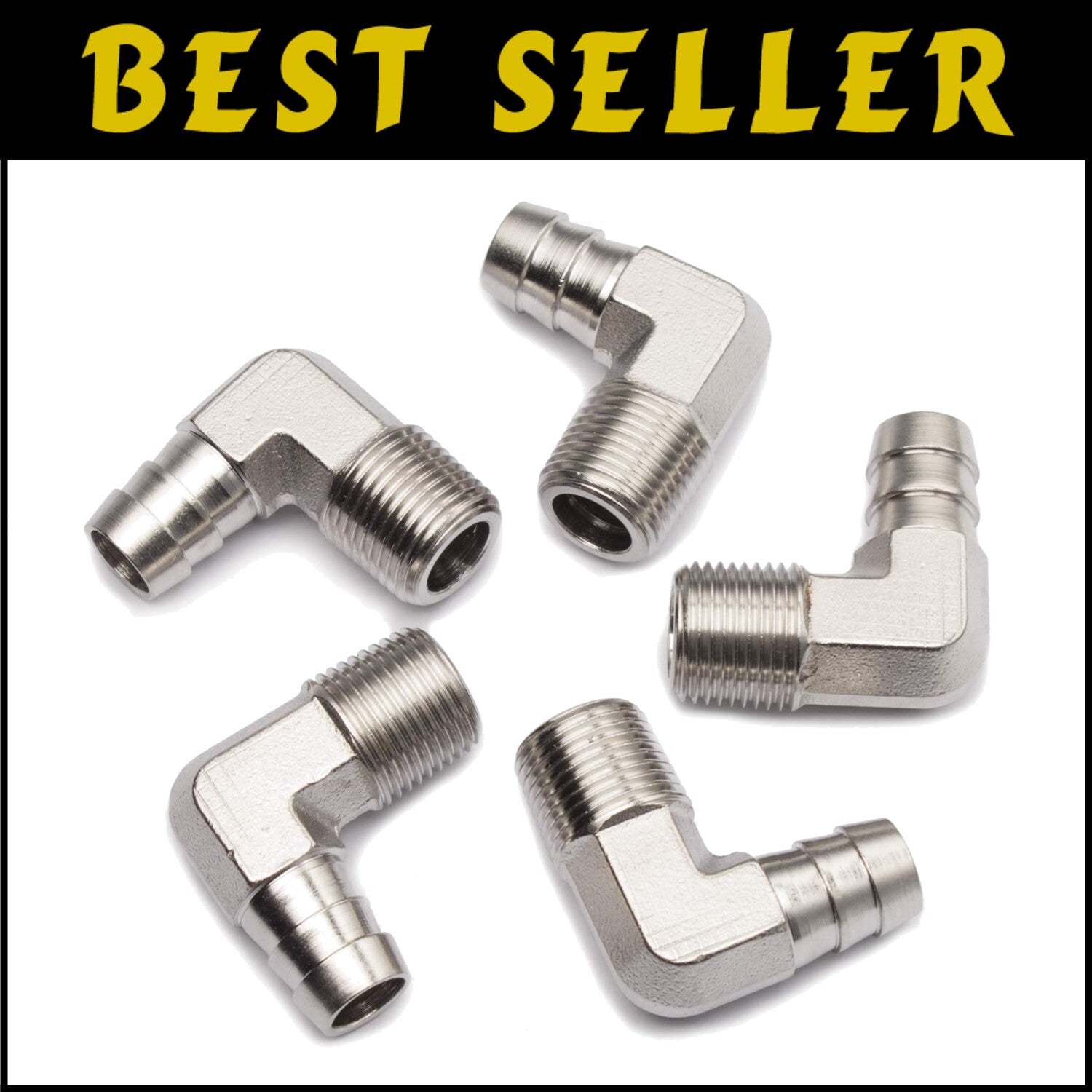 25pcs Stainless Steel Barb Elbow Connectors 1/2" x 3/8" - ISO 9001 Certified