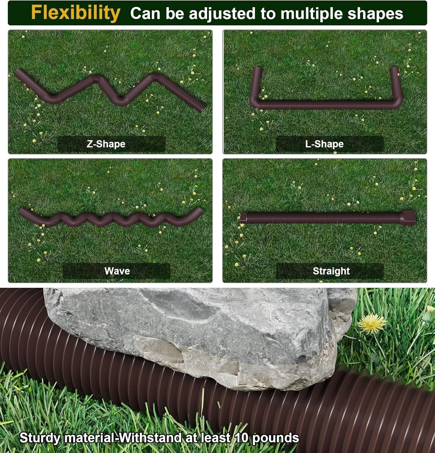 4-Pack Rain Gutter Downspout Extensions - Flexible, Durable & Easy to Install