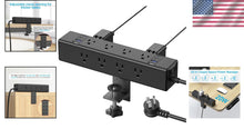 Load image into Gallery viewer, Flexible Desk Outlet Station: 12 USB and AC Ports with Clamp Mount - Black 6FT