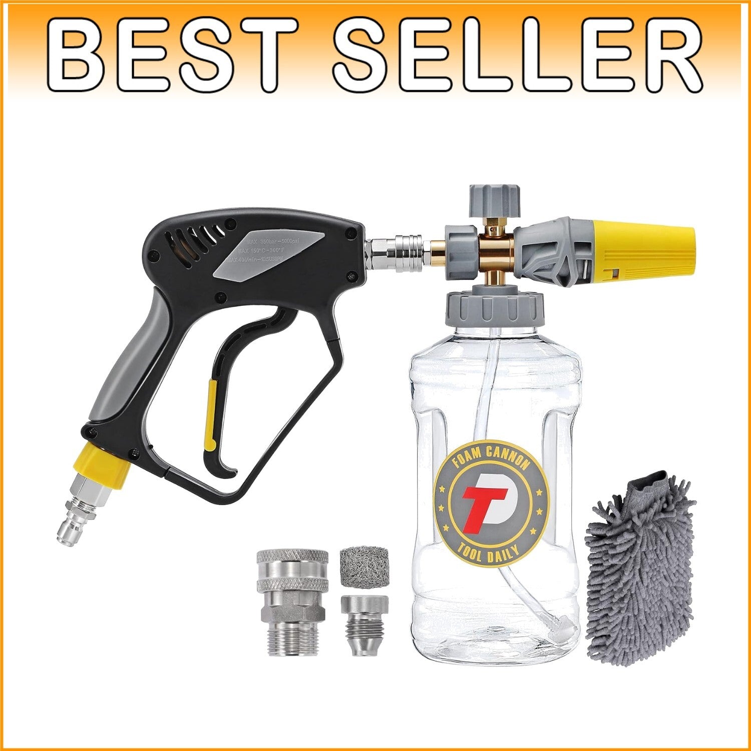 Versatile Adjustable Foam Cannon for Cars and Surfaces - Easy to Use at 5000 PSI