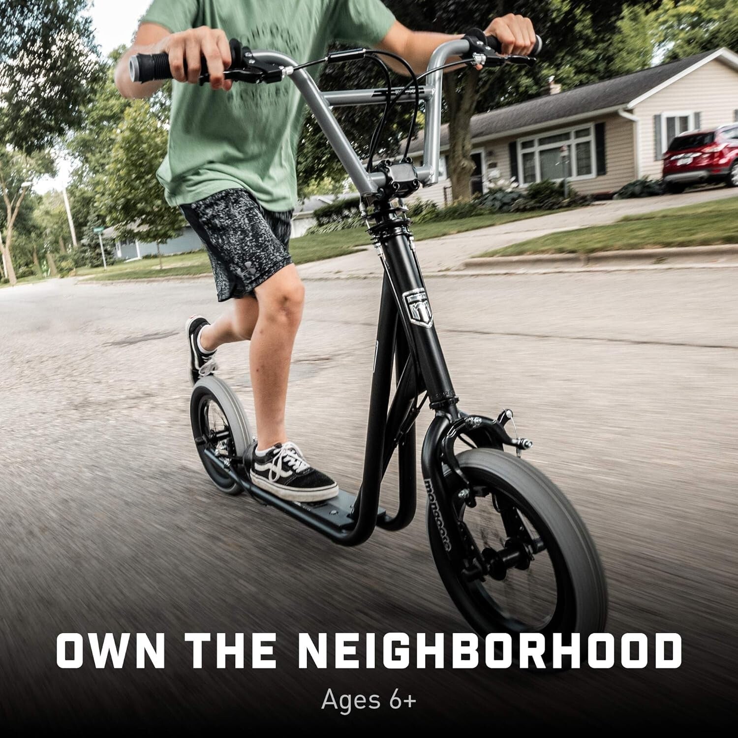 BMX-Style Kick Scooter with 12-Inch Air Tires for Kids Ages 6 and Up