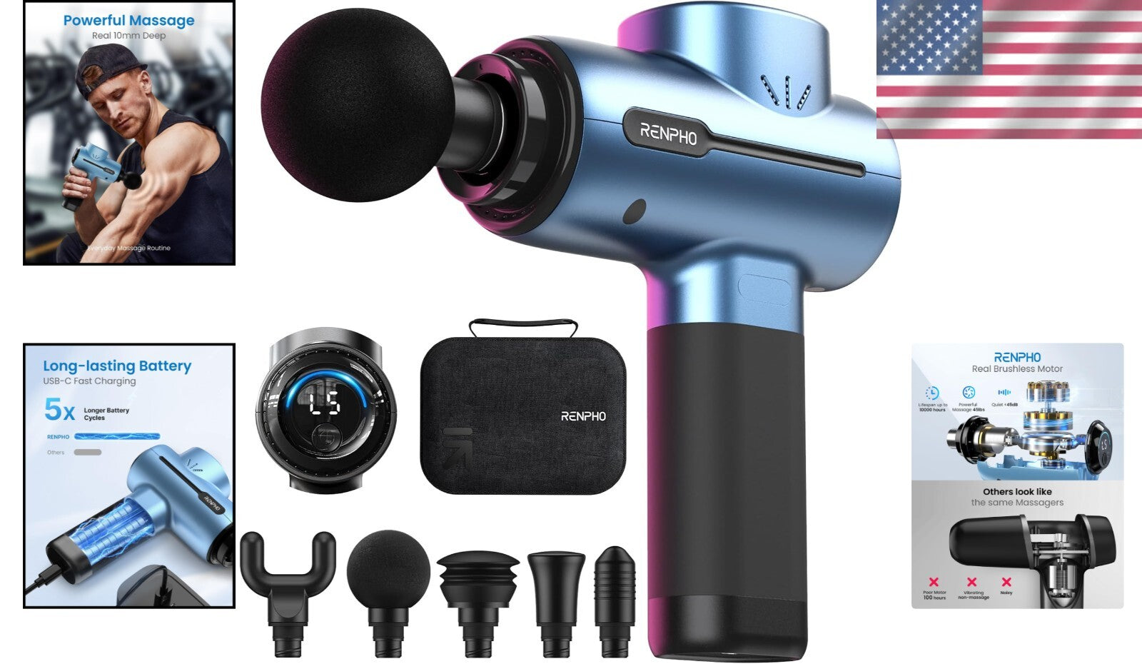 Athlete’s Choice: Compact Massage Gun with 5 Attachments for Total Body Relief