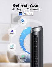 Load image into Gallery viewer, Contemporary Bladeless Tower Fan with Voice Control &amp; 12H Timer, 35dB Quiet
