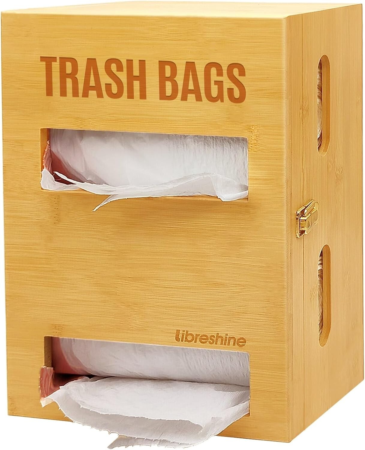Space-Saving Bamboo Trash Bag Organizer for Kitchen and Garage - Bundle Included