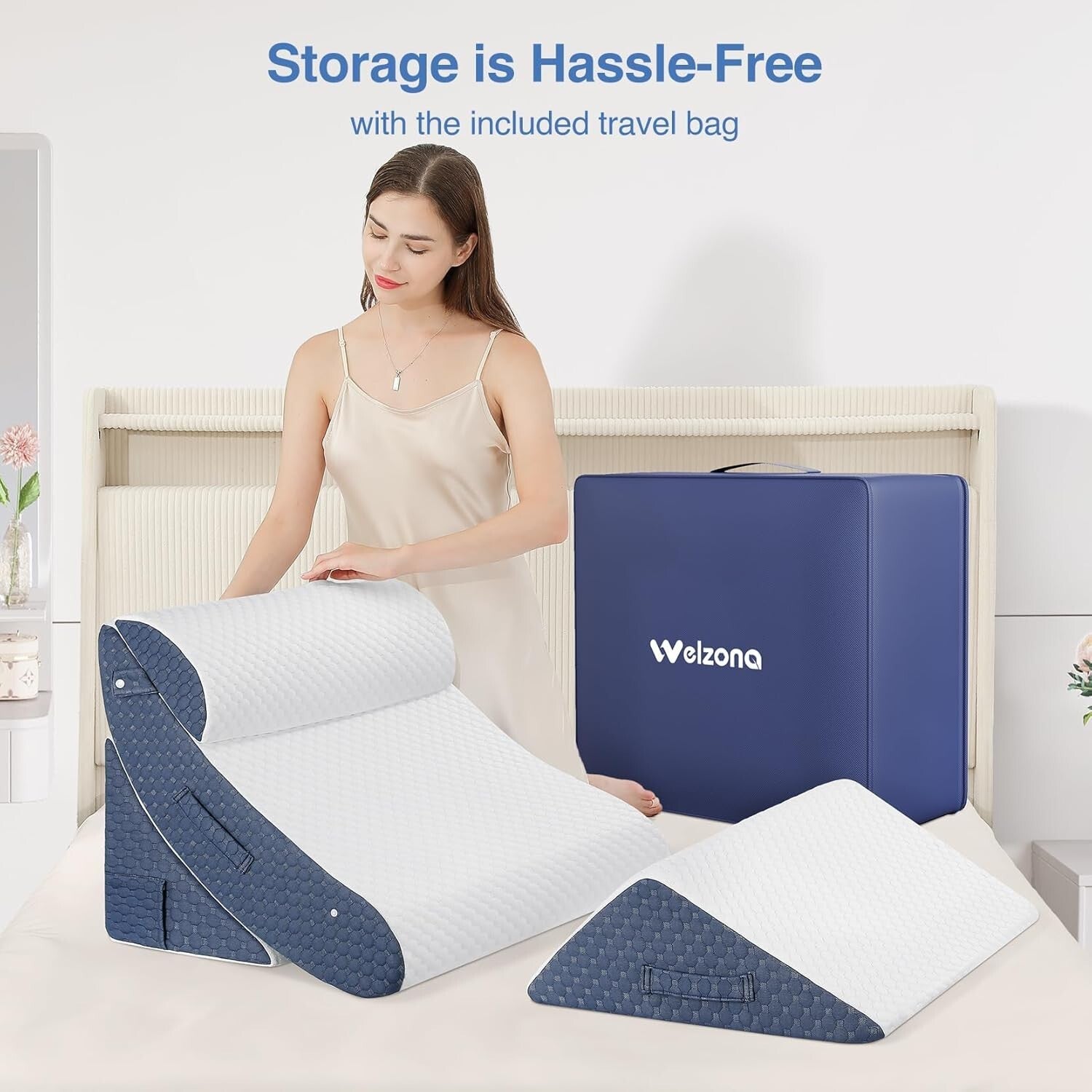 4Pcs Orthopedic Wedge Pillow Set - Gel-Infused Memory Foam for Sleep & Support