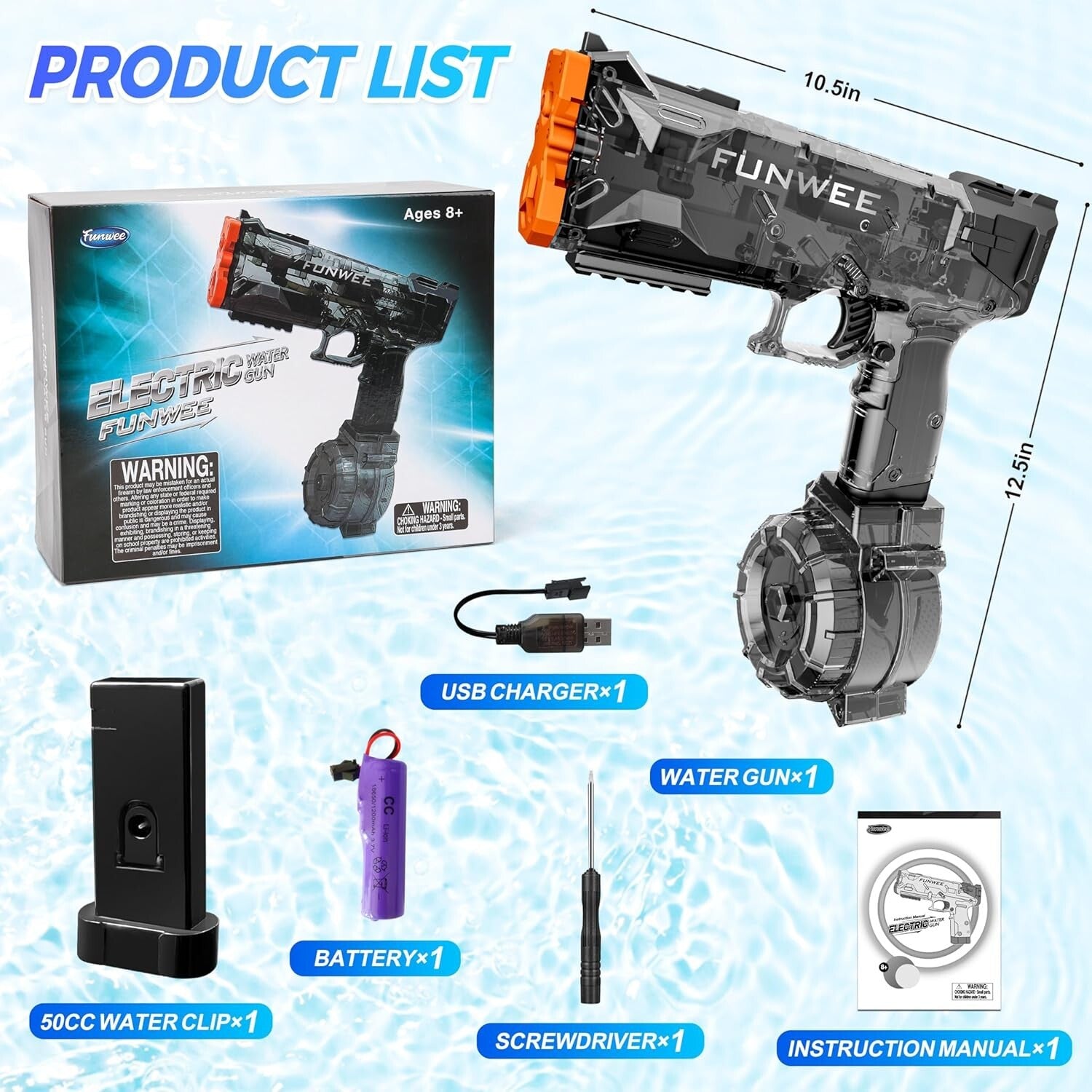 Full Automatic Water Pistol with 500+ Blasts - Summer Pool Toy, Easy Refill