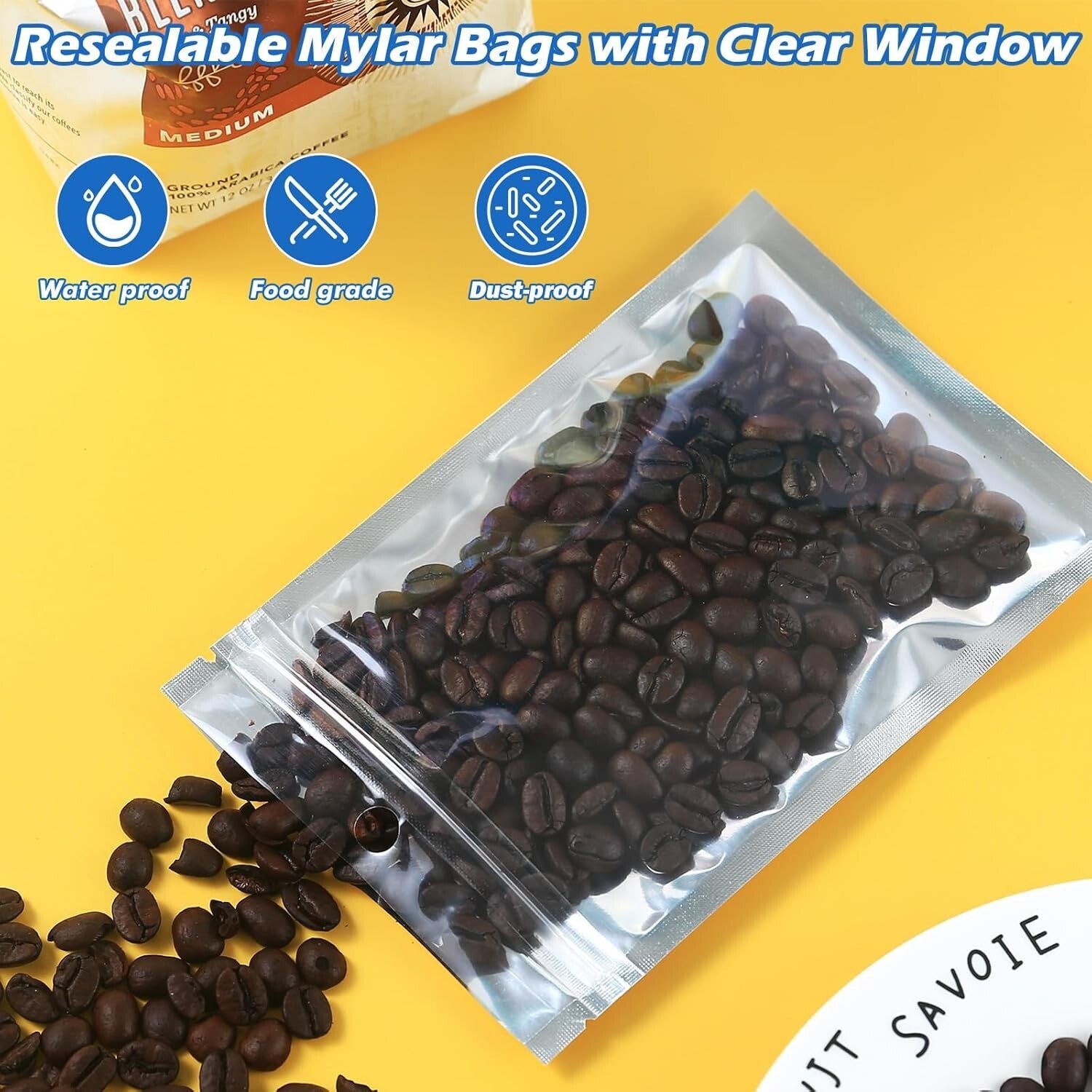 400-Pack Large Resealable Mylar Bags for Food Storage - Smell Proof & Waterproof