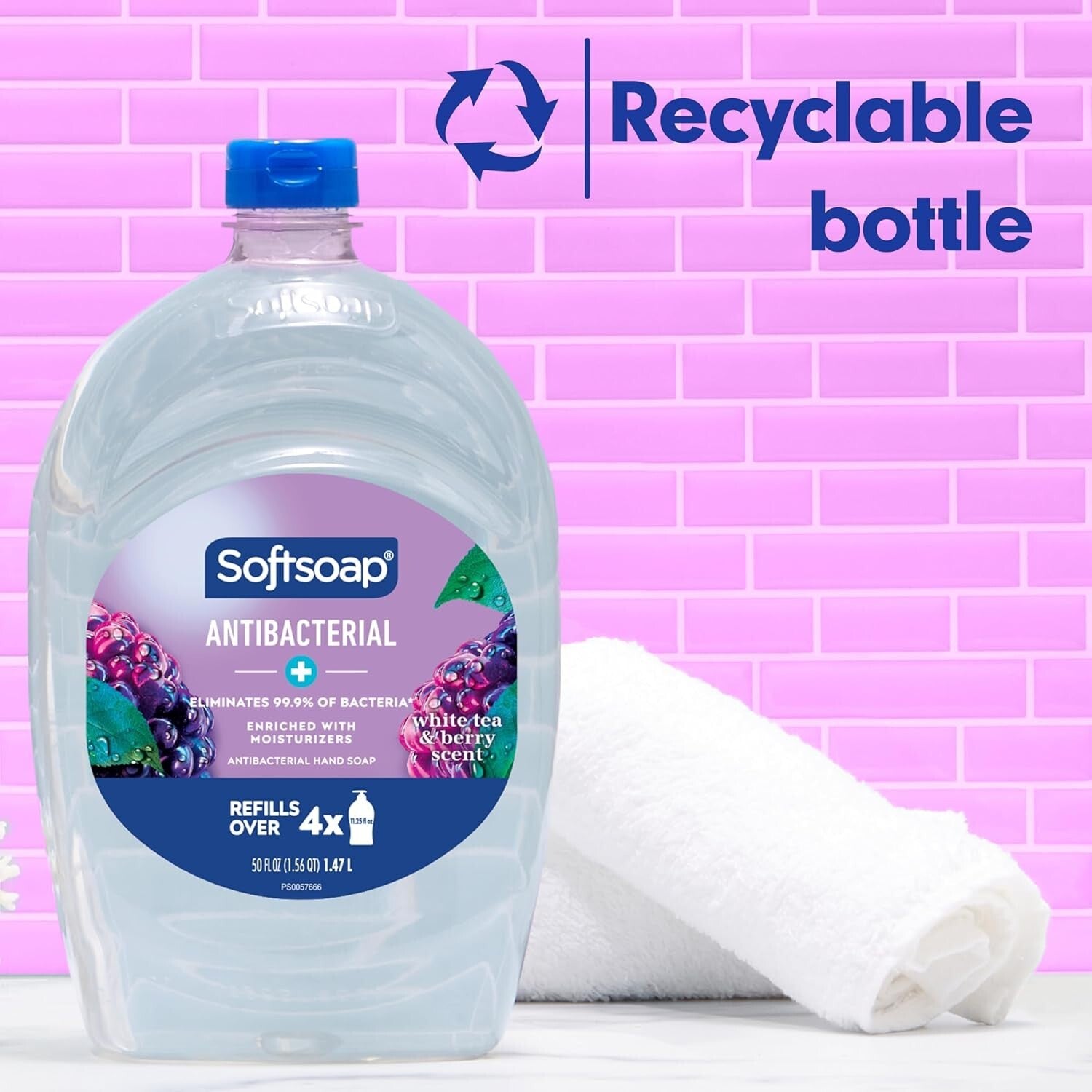 Smooth & Soft Antibacterial Liquid Hand Soap - White Tea & Berry, 6x50oz Bottles