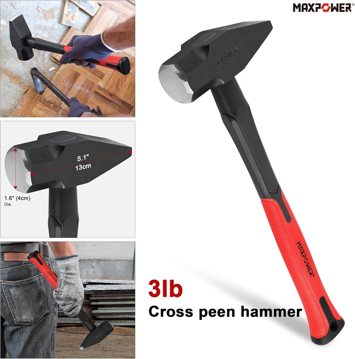 5-Piece Hammer Set: Sledge, Chipping and Ball Peen Hammers - Durable & Versatile