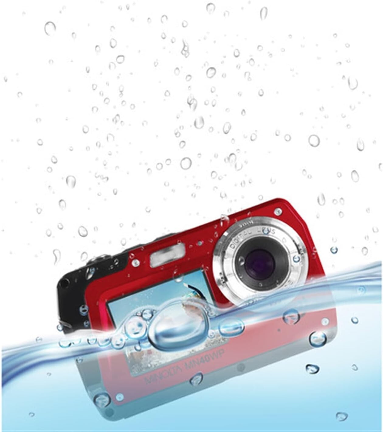 48MP Waterproof Digital Camera with Dual LCD Screens - 2.7K Video Capture