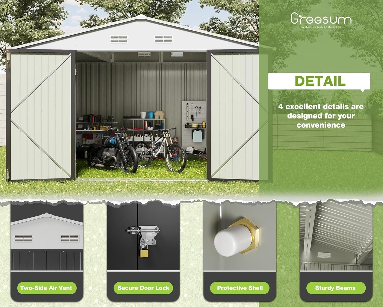 Galvanized Steel Utility Storage Shed 10' x 10' - Versatile Backyard Solution