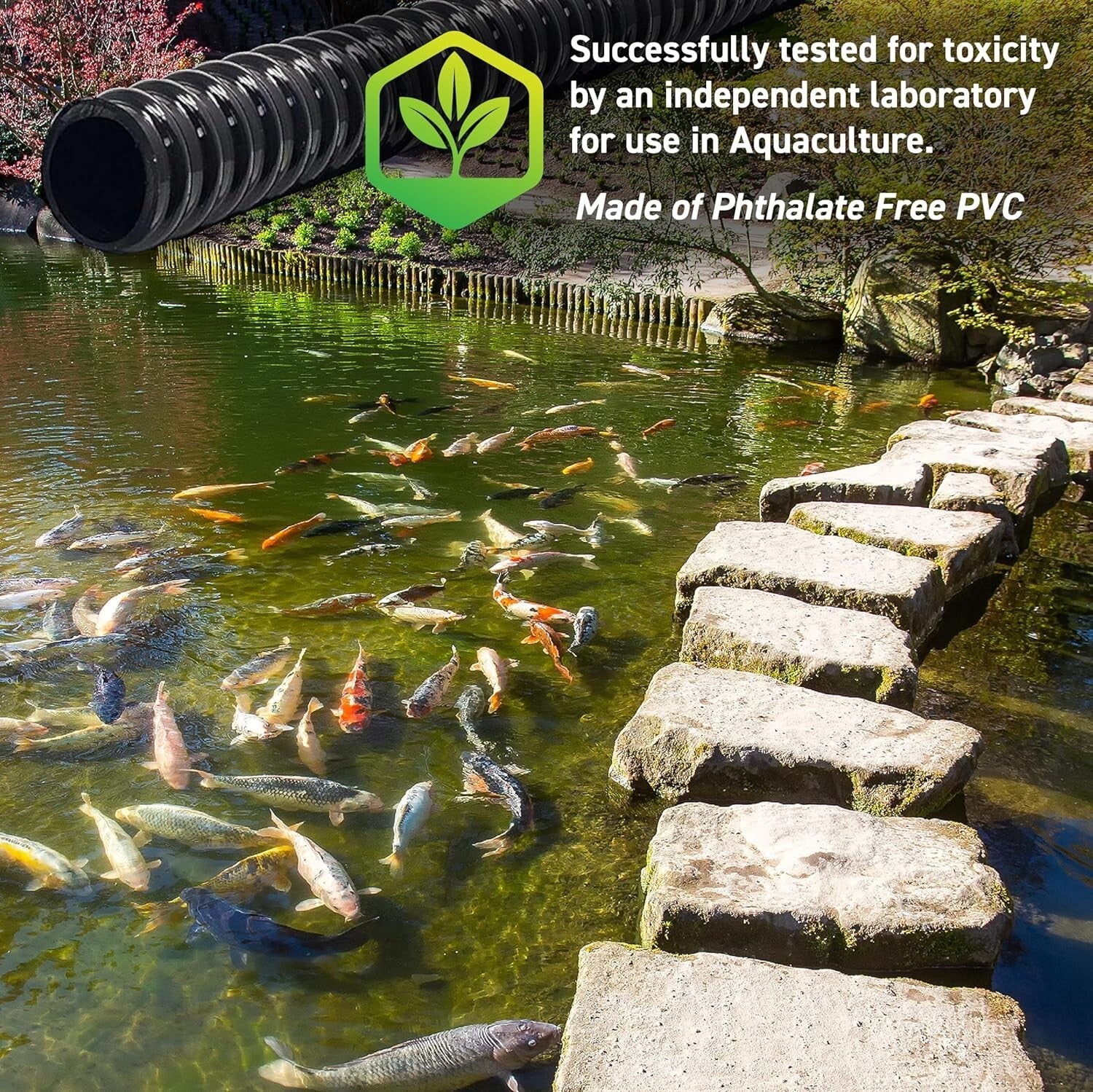 Durable 20FT Black Corrugated PVC Tubing - 1.5-Inch Diameter for Aquaculture