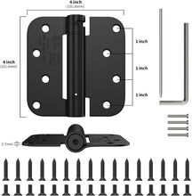 Load image into Gallery viewer, Heavy-Duty Matte Black Door Hinges 4 Pack - Adjustable Spring-Loaded System
