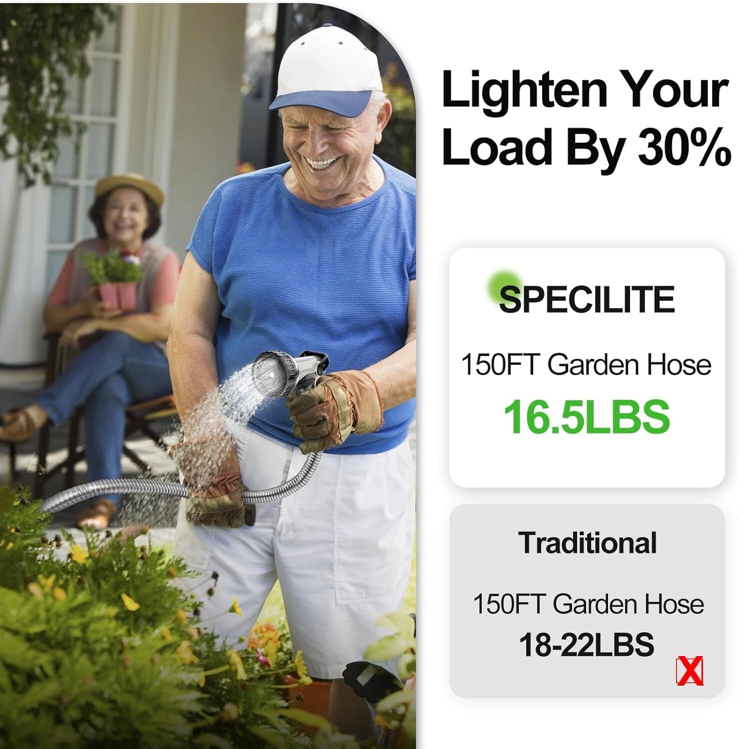 Durable 150ft Garden Water Hose - Tangle-Free, Heavy-Duty with Aluminum Fittings