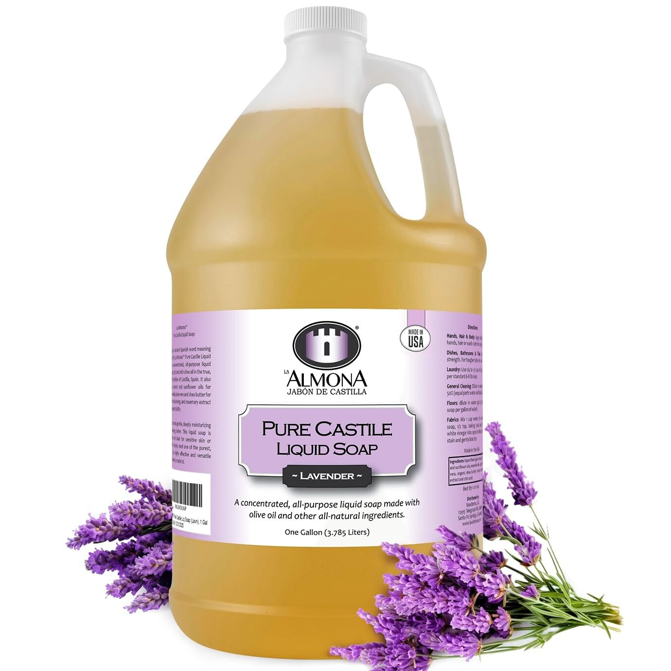 1 Gallon Pure Lavender Castile Liquid Soap - Eco-Friendly Multipurpose Cleanser