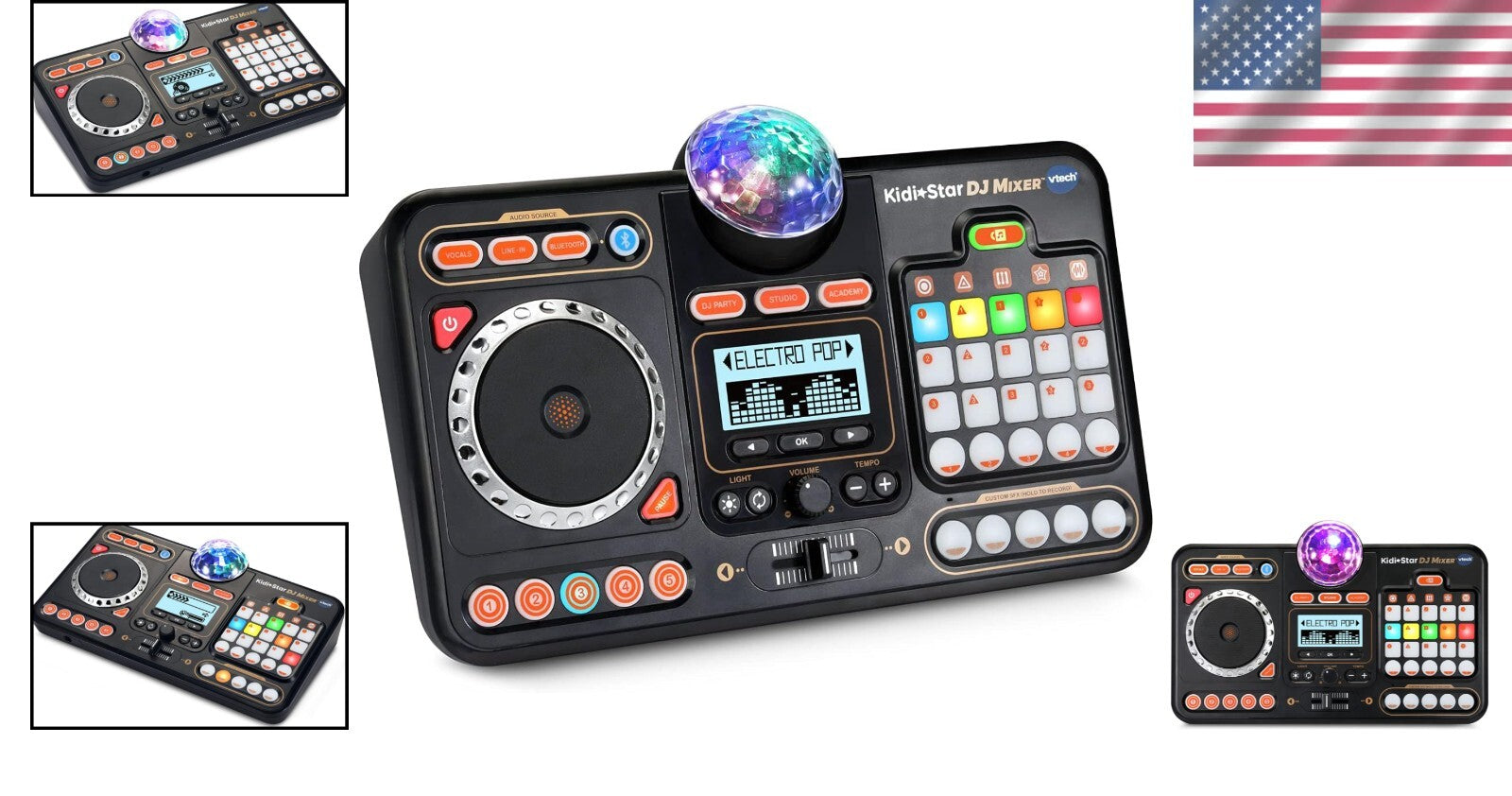 Portable Kidi Star DJ Mixer with Custom Sound Effects & Built-in Speaker