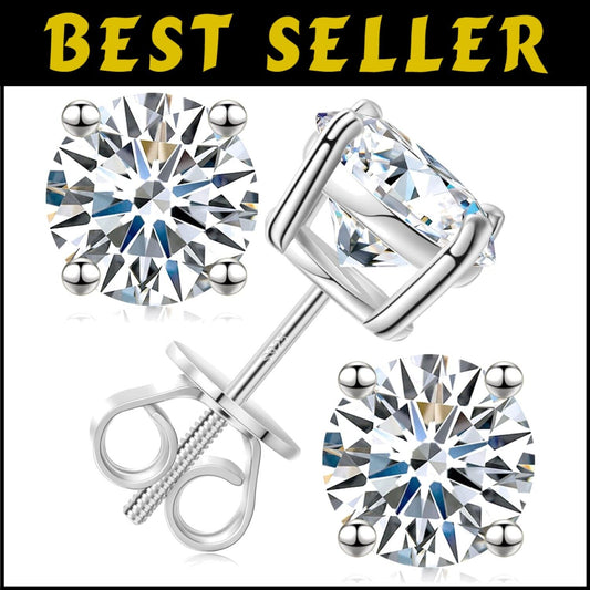 Elegant Moissanite Stud Earrings 3-10mm Screw Back Hypoallergenic - Luxury Gift