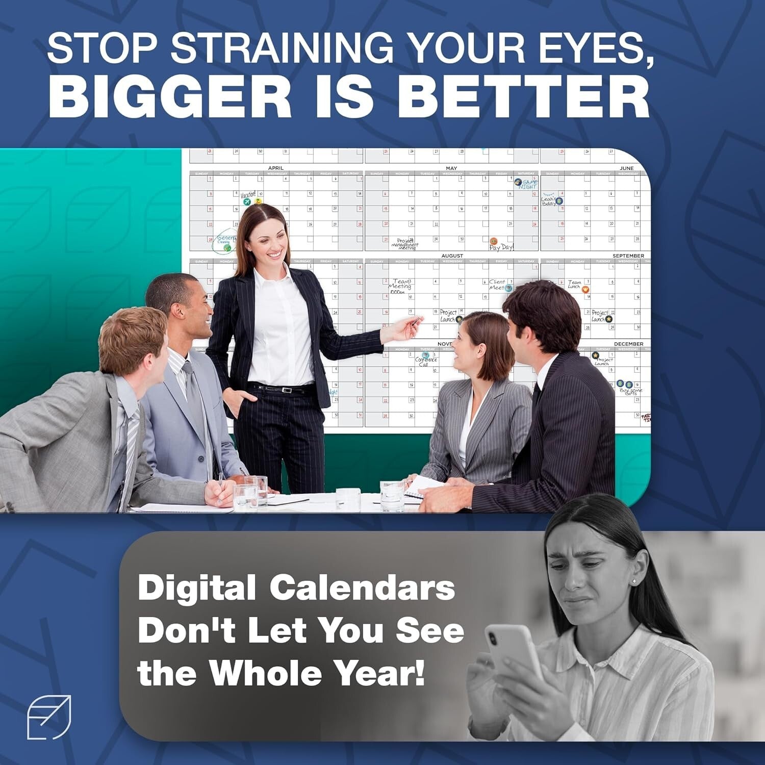 Expansive 2025 Undated Dry Erase Calendar - Ideal for Home, Office & Classroom