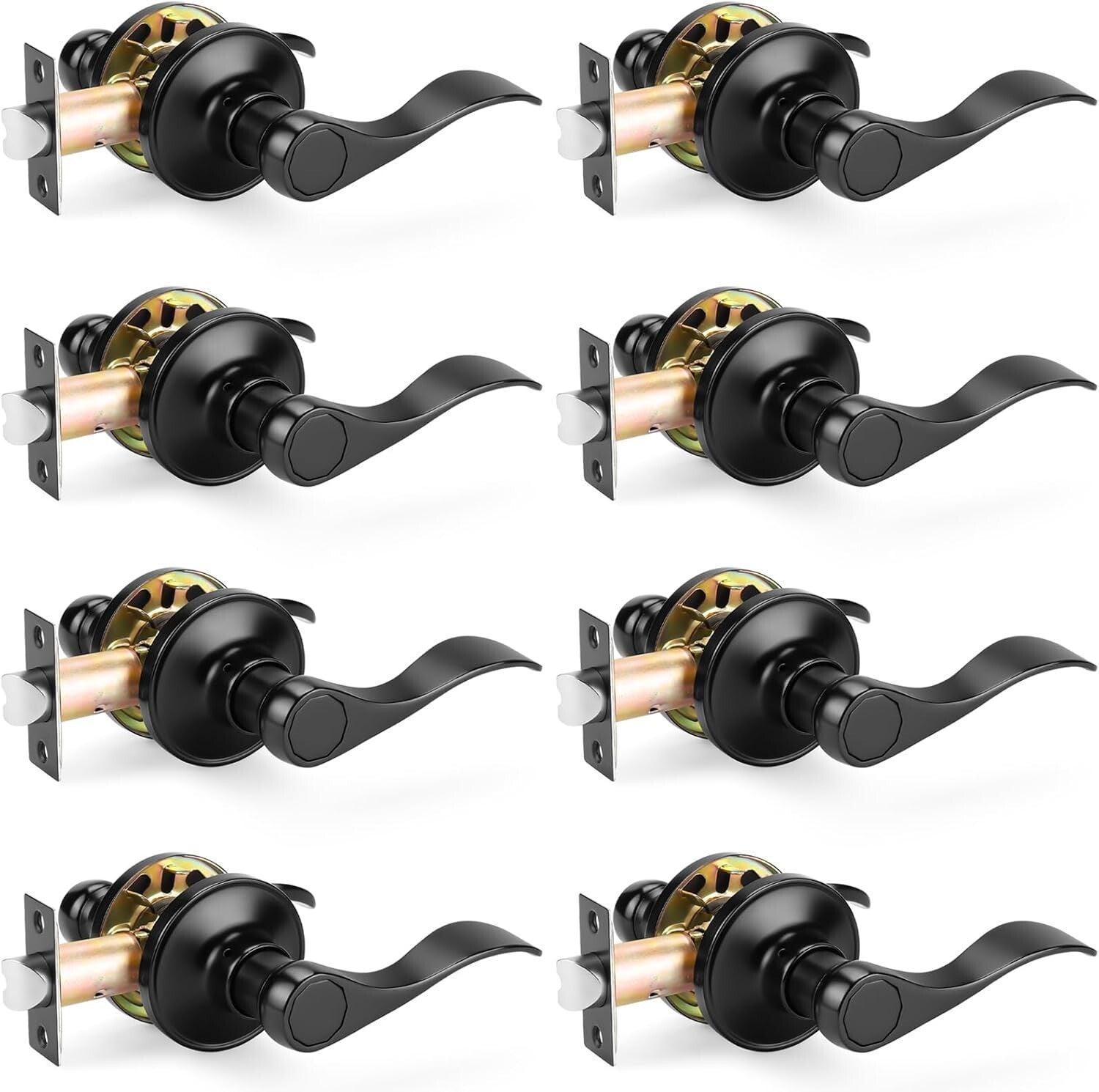 Durable Zinc Alloy Modern Door Handles - Keyless 8 Pack for Hallways & Closets