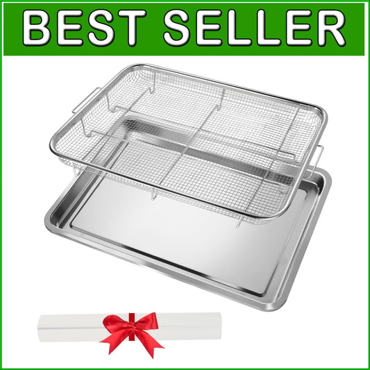 Deluxe 2-Piece Baking Set: Large Stainless Steel Air Fryer & Tray with Parchment
