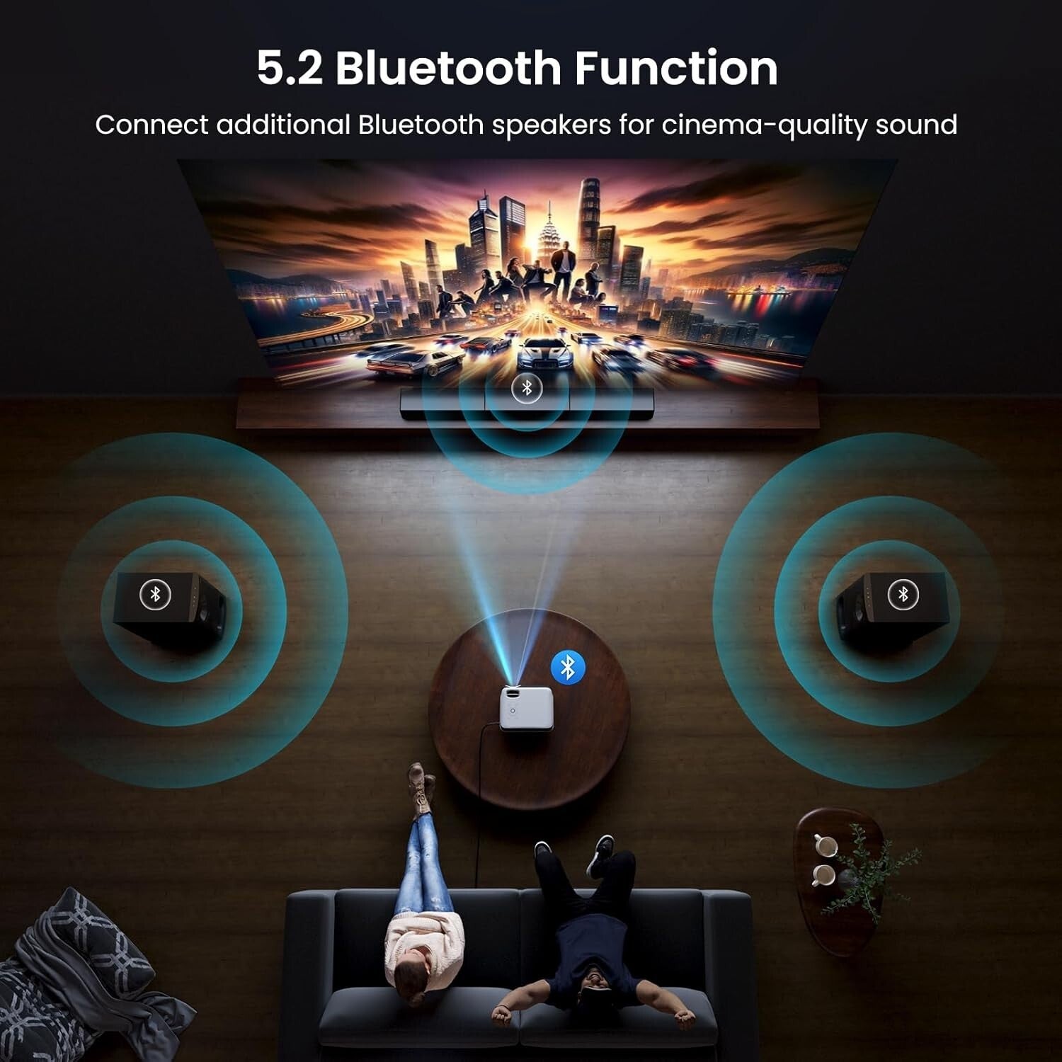 4K UHD Google TV Projector - Immersive Sound, Wide Compatibility & Fast Wi-Fi