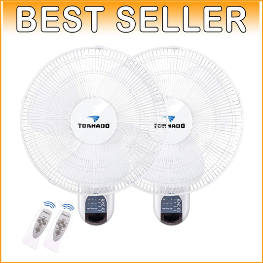 Customizable 16 Inch Wall Mounted Fan Set with Remote - 3 Speeds, 90° Rotation