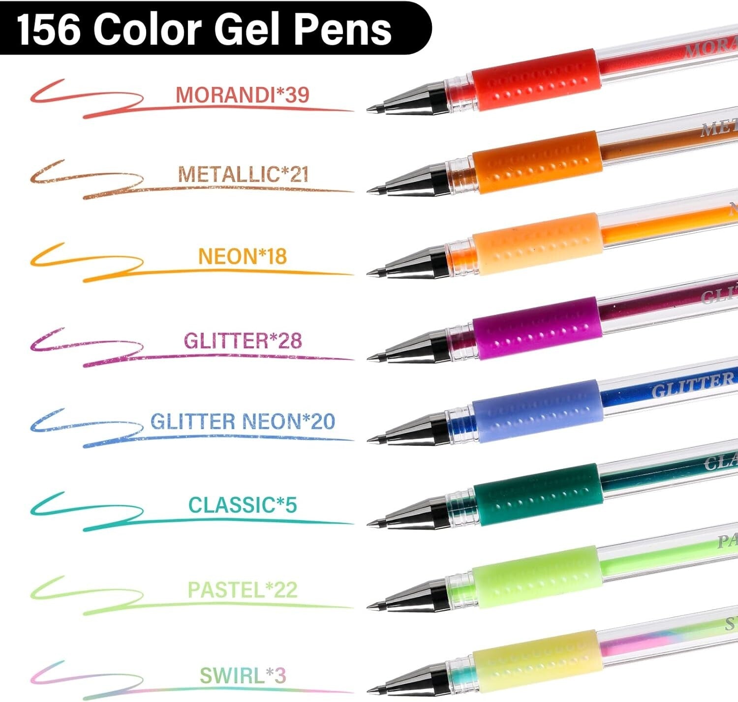 Ultimate 312 Count Glitter Gel Pens with 40% More Ink - Ideal Art Supplies