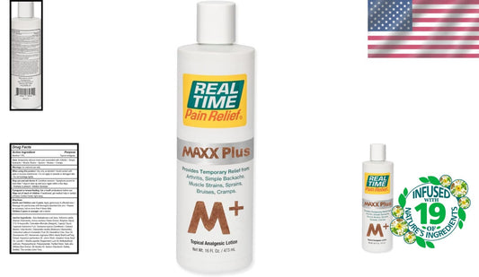 16 oz Real Time Pain Relief MAXX Plus Lotion - FDA Registered & Fast Absorbing