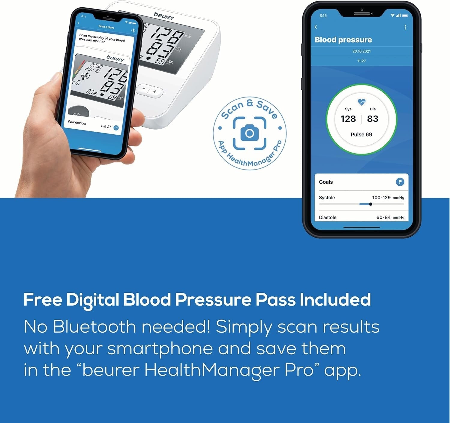 Battery-Powered BM27 Blood Pressure Monitor - 4 User Profiles, Easy Management