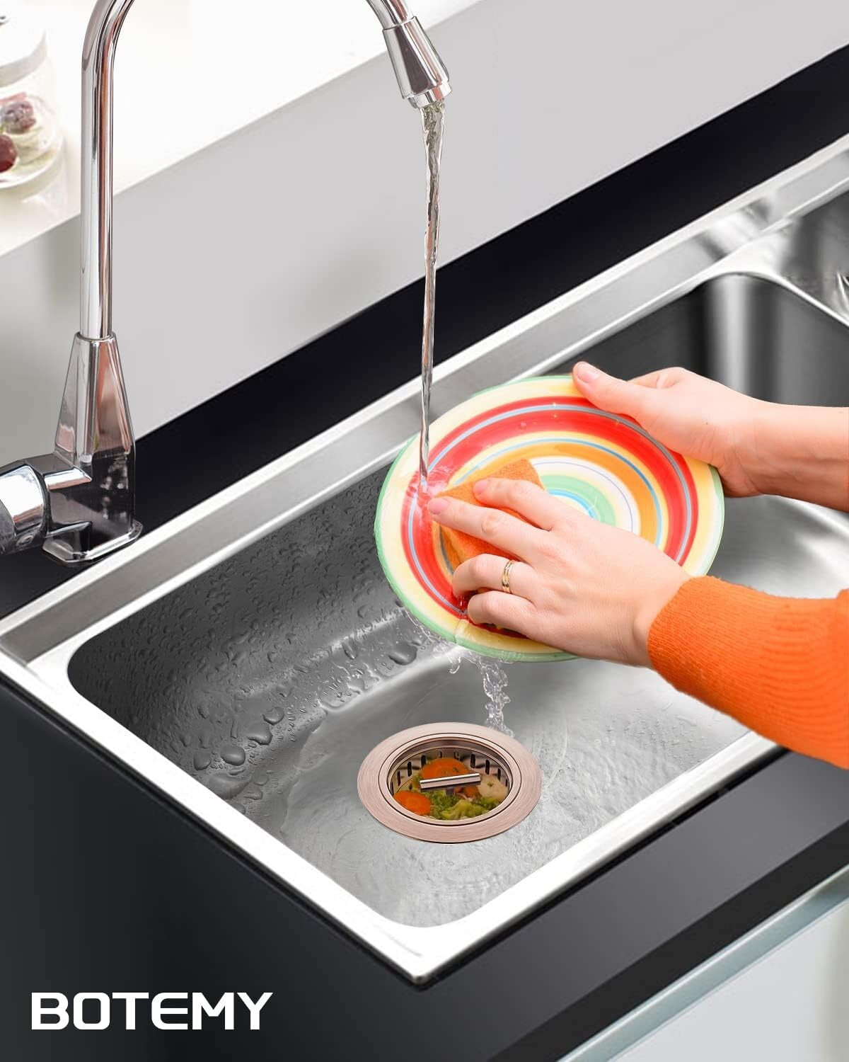 Elegant Copper Kitchen Sink Drain Kit with Removable Strainer for Easy Cleaning