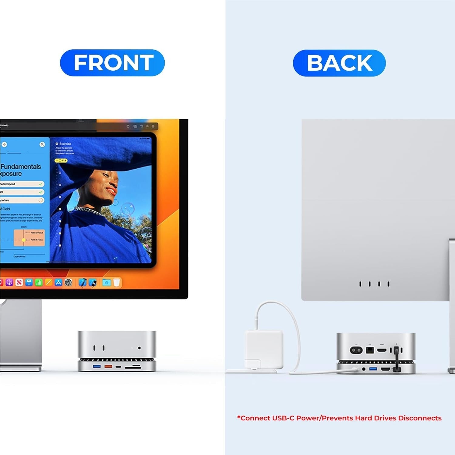 All-in-One Aluminum Docking Station for Mac Mini with 4K HDMI and USB Ports