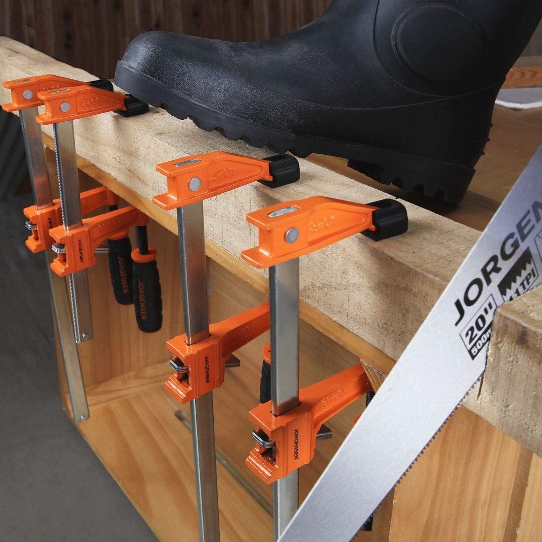 4-Pack Steel Bar Clamps Set, 6-Inch & 12-Inch F-Clamps, 600 Lbs Capacity