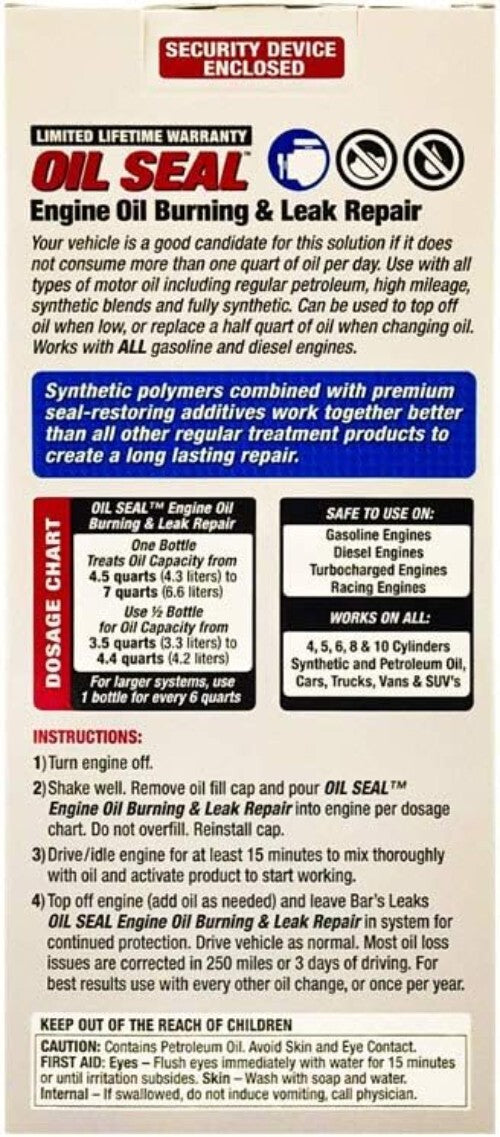 Bar's Leaks Oil Burning & Leak Repair - 4 Pack, Compatible with All Engines