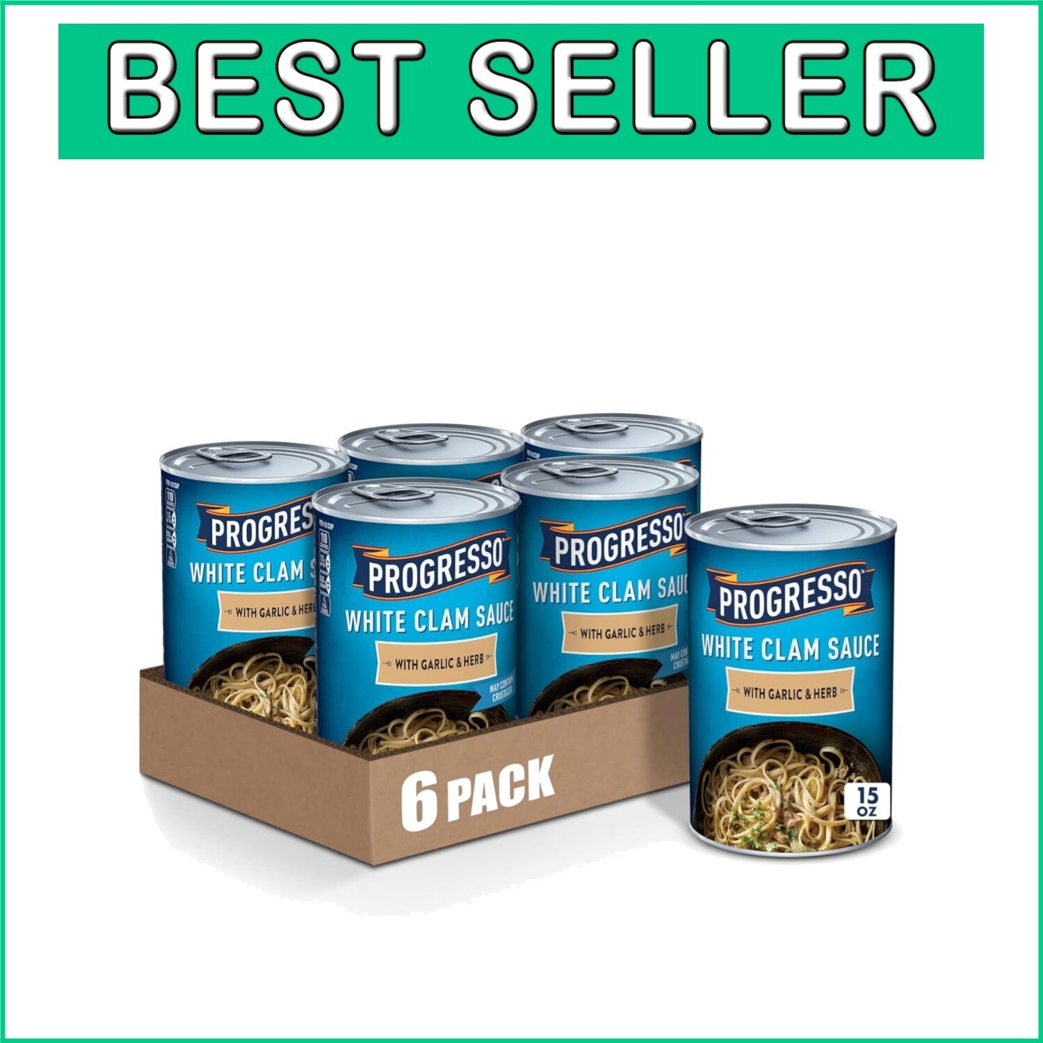 Authentic Italian Garlic & Herb Clam Sauce - 15 oz Pack of 6 for Gourmet Meals