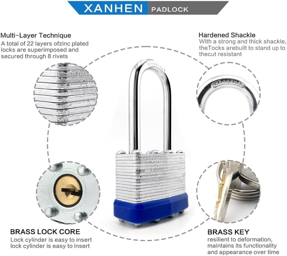 Durable Laminated Steel Padlocks 48 Pack - Perfect for Security & Convenience