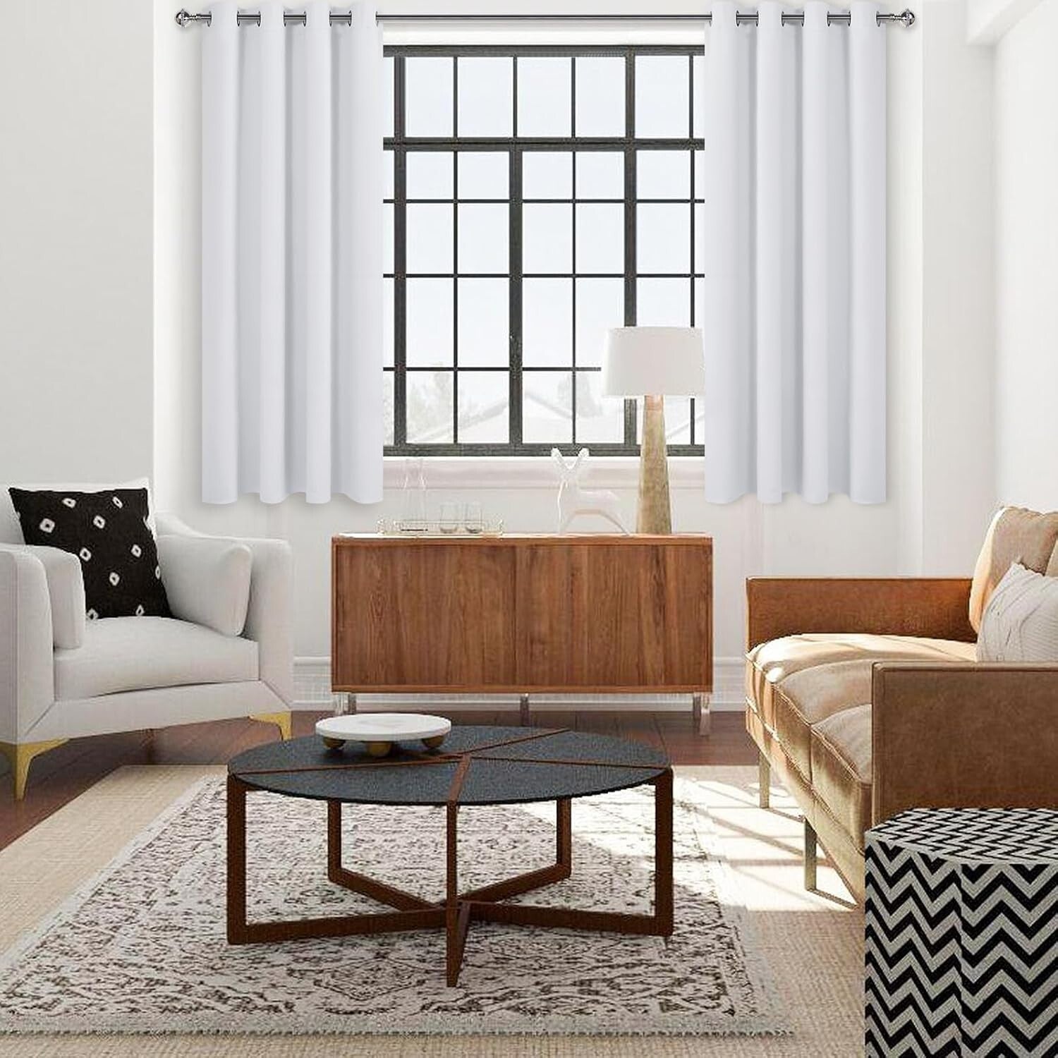 Energy-Saving Greyish White 84x60 Curtains - Perfect for Bedroom or Living Room