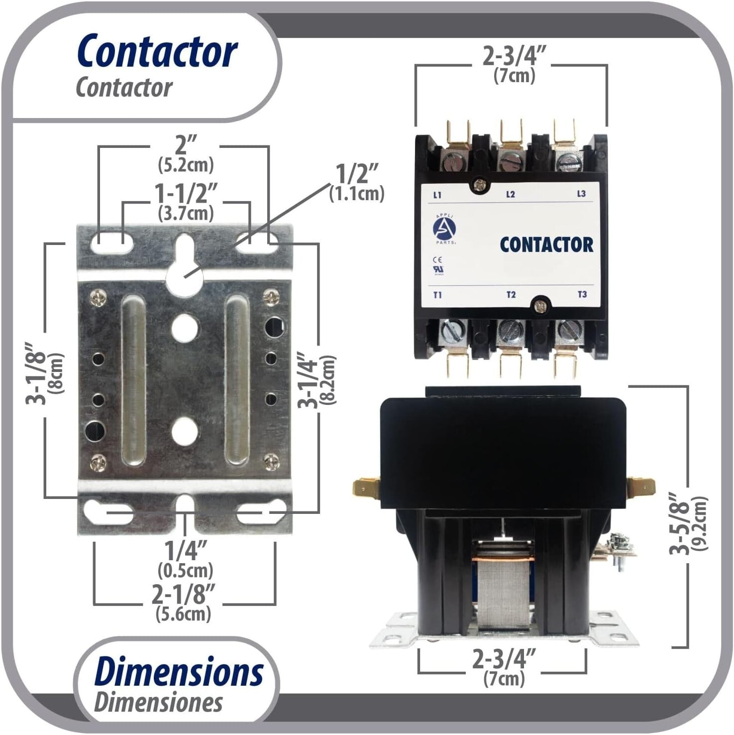 Reliable 3 Pole 60 Amp Contactor - UL Certified for Air Compressors & Pumps