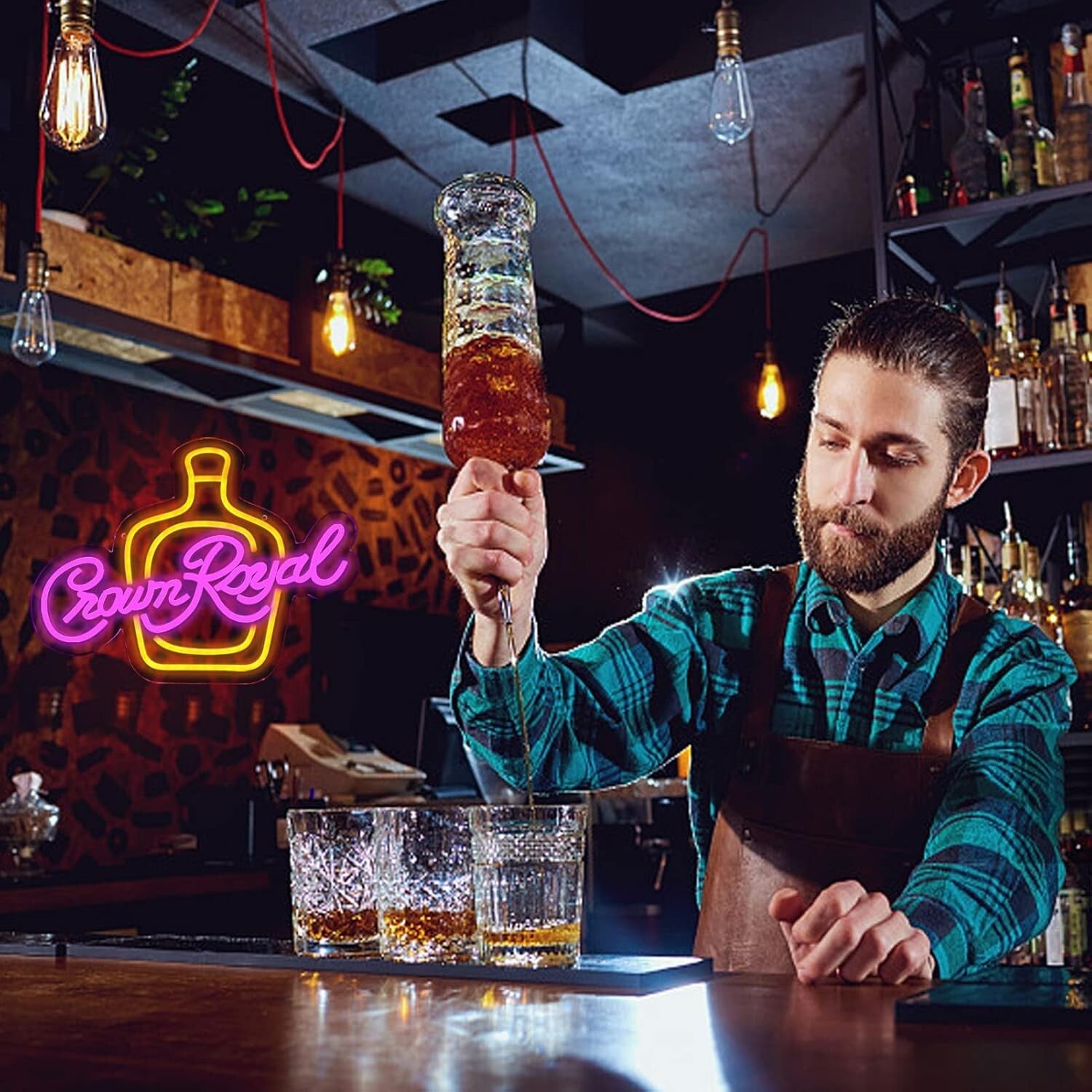 Elegant Wall-Mounted Crown Royal Neon Sign for Creative Bachelor Party Decor