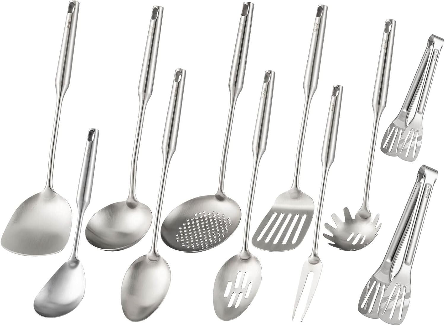 Elegant 18/10 Stainless Steel Kitchen Tools Set - 15" Long, 11 Essential Pieces
