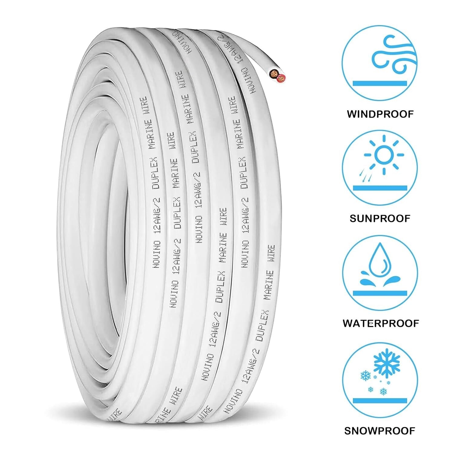 Multi-Purpose 100ft Marine Wire, 12 AWG Duplex Tinned Copper for Boats & RVs