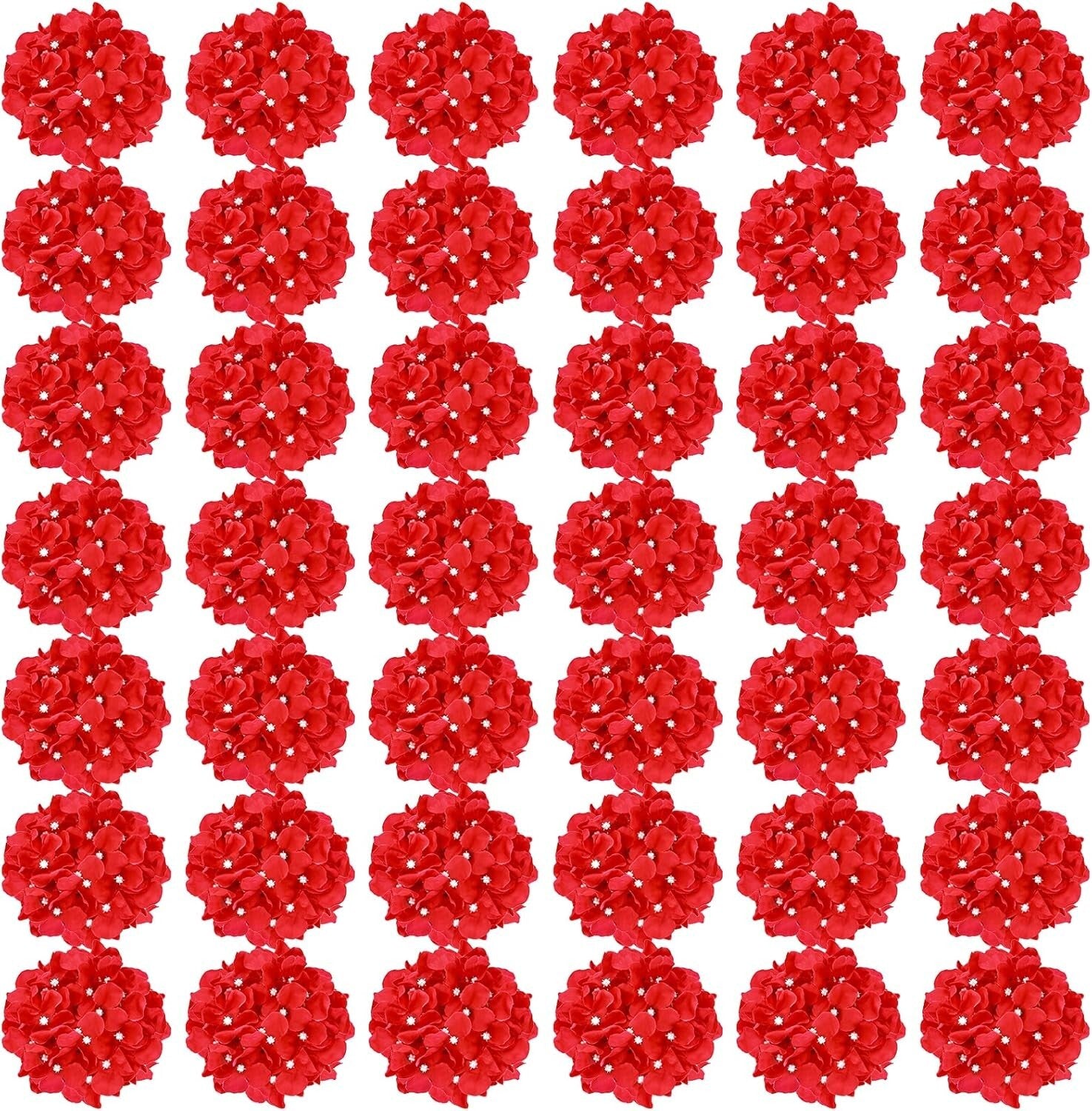 Customizable 64ct Red Hydrangea Flower Set - Party, Wedding & Garden Ready
