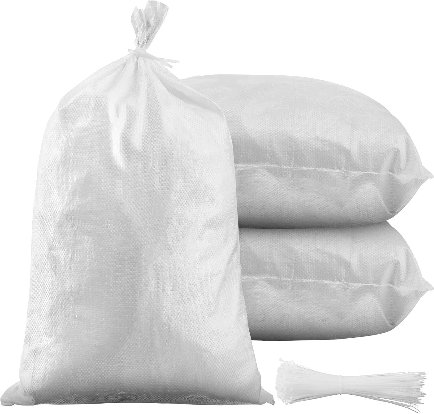 100 Heavy-Duty Waterproof Sandbags with Ties for Flood Protection & Construction